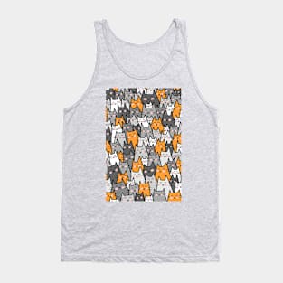 Cat Party - Gray Orange Tank Top